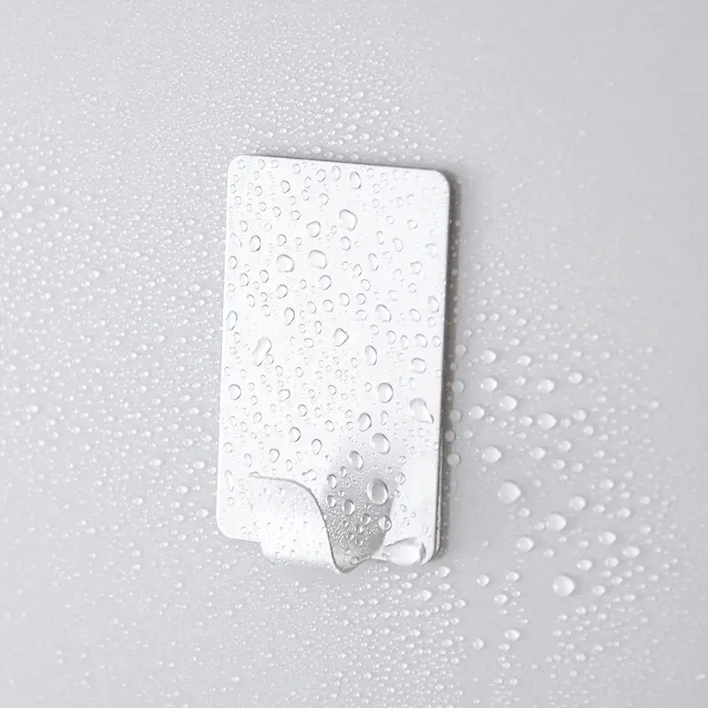 

1Pc Household Wall-Mounted Brushed Stainless Steel Hooks Hanging Kitchen Bathroom Accessories Self-Adhesive Storage Hanger Hook