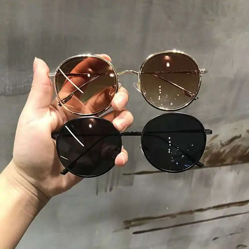 

2411 Retro circular spectacle frames for men and women with flat lens sunglasses