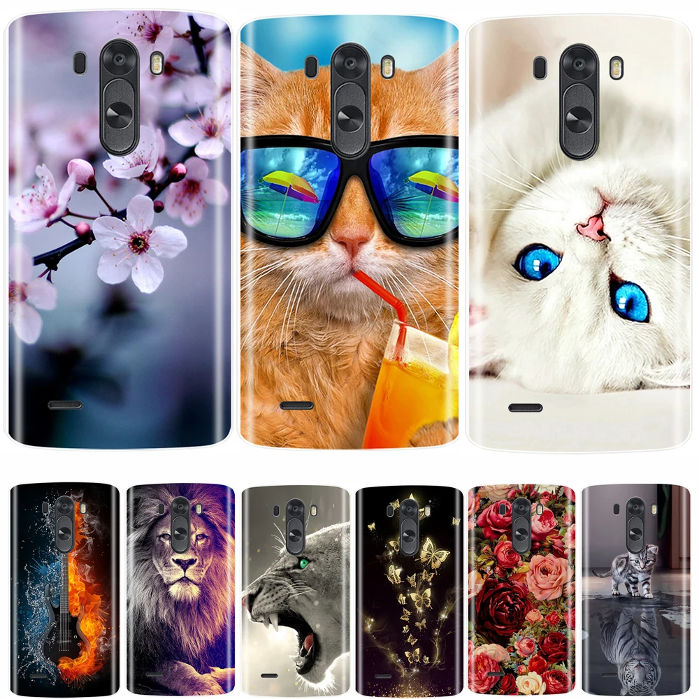 Чехол для телефона для LG G3, Мягкий Силиконовый ТПУ чехол с милым котом и цветами для LG G3 D850 D851 D855, чехол