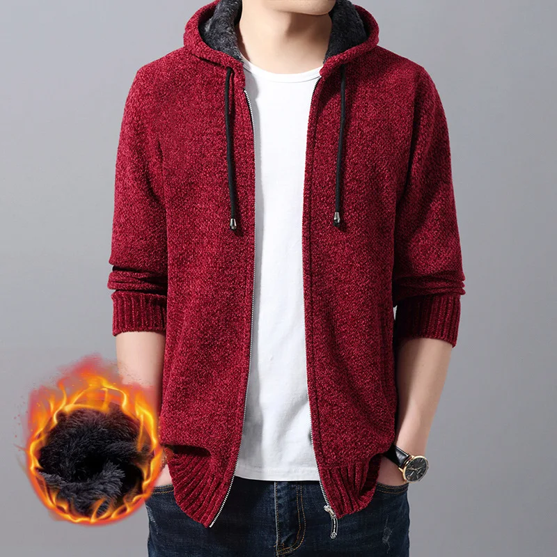 Мужской теплый кардиган MOOWNUC повседневный плотный свитер с защитой от ветра