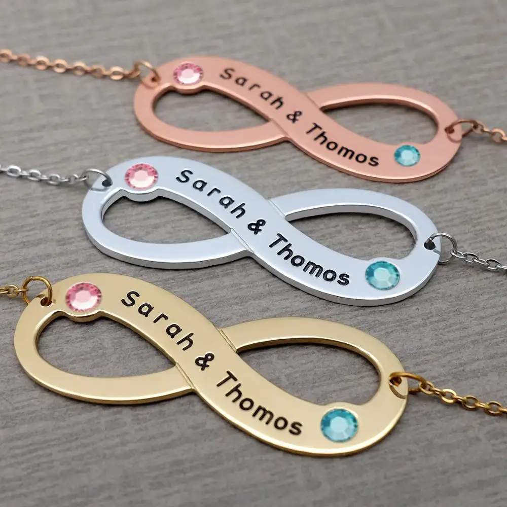 

Персонализированное бесконечное ожерелье с гравировкой парные имена кулон из камня на заказ имя друга цепочка ювелирные изделия подарок н...