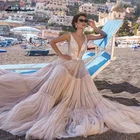 Женское свадебное платье в стиле бохо, фатиновое платье с V-образным вырезом в стиле хиппи, платье для пляжа и вечеринки, 2021