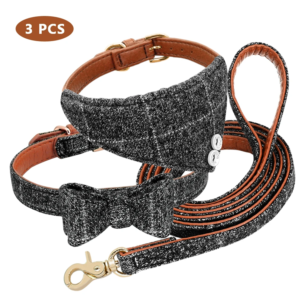 Регулируемый ошейник для щенка из мягкой искусственной замши с бантом 3 шт./компл.