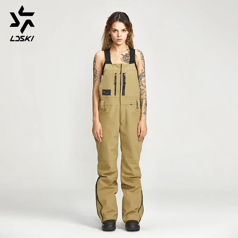 LDSKI зимние штаны унисекс комбинезон для сноуборда стильный лыжный нагрудник