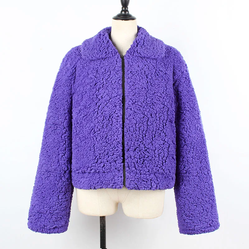 

2020 Imitation Lamb Fur Camel Coat Warm Fur Lapel Fur Soft Plush Fur Short Women Plush Pocket Leisure Women In Autumn/Winter