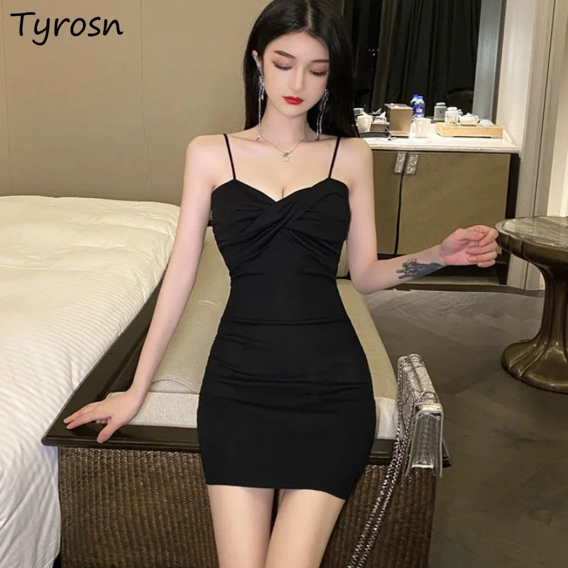 

Женское мини-платье, женское стильное облегающее платье, сексуальное женское платье со складками и перекрестными бретельками, элегантное ж...