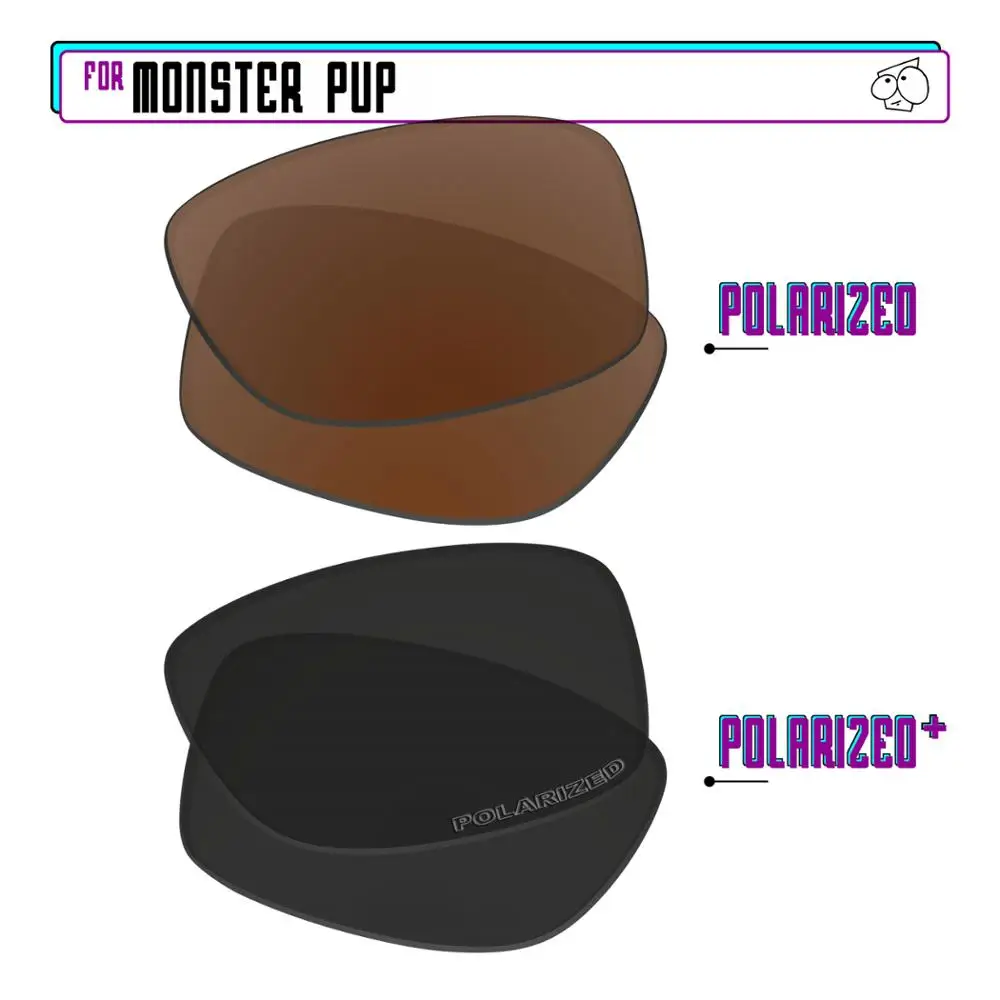 EZReplace Polarized Replacement Lenses for - Oakley Monster Pup Sunglasses - Black P Plus-Brown P