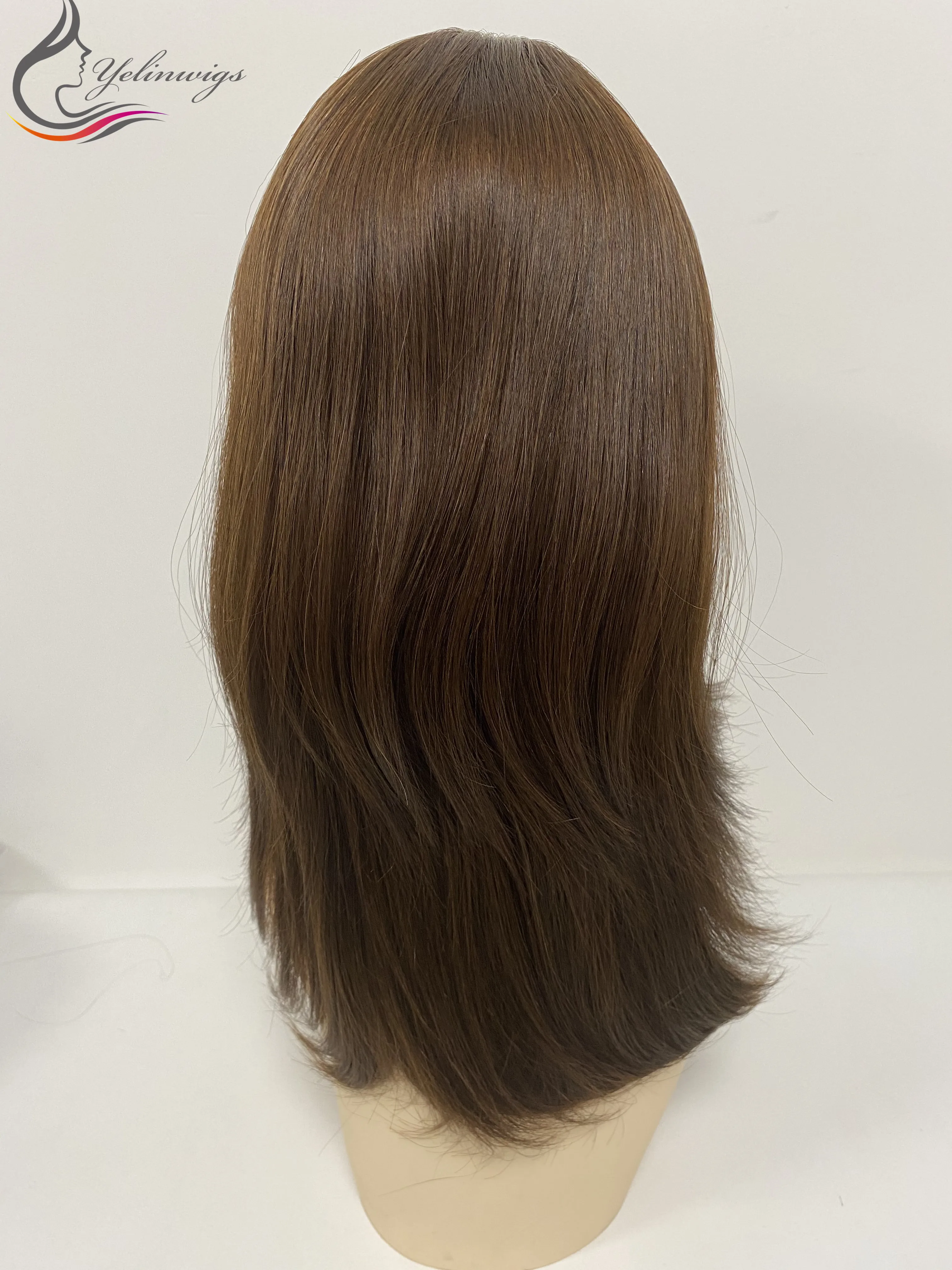 16-дюймовый еврейский парик Кошерный 100% европейские девственные волосы шелковые