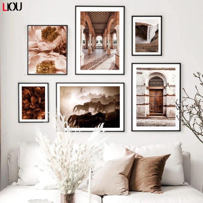 Настенная картина в виде пиона коридора водопада лошади настенные картины на