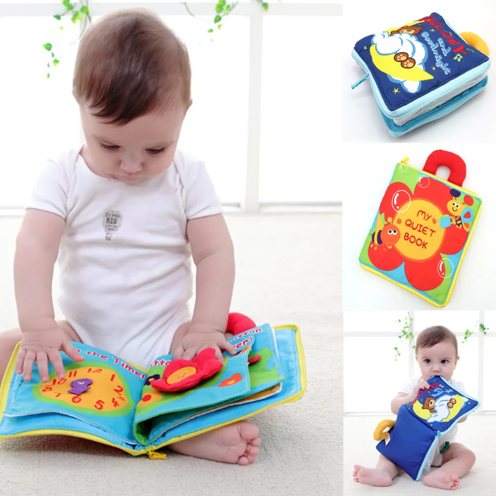 

0-12 Month 12 Pages Soft Cloth Books Baby Boys Girls Rustle Sound Infant Educational Stroller Rattle Toys For Newborn Baby