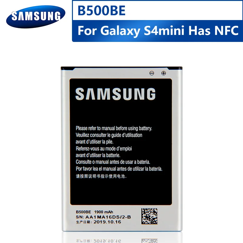 

Original B500BE Battery For Samsung GALAXY S4 Mini I9190 I9192 I9195 I9198 S4Mini NFC 4Pins Replacement Phone Battery 1900mAh