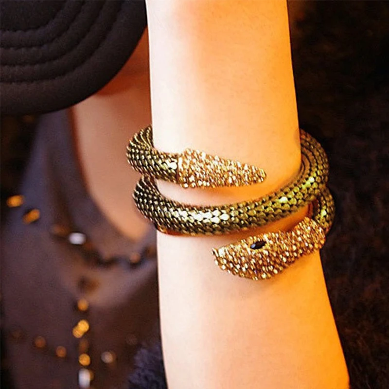 Женский Спиральный Браслет со змеиным кристаллом VB876|Браслеты с шармами| |