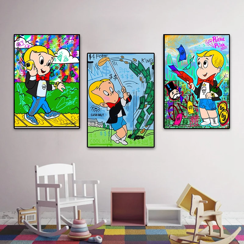 

Alec Monopoly Graffiti Canvas Painting Street Abstract Wall Art Frameless Posters and Prints Living Room Home Decor Pictures