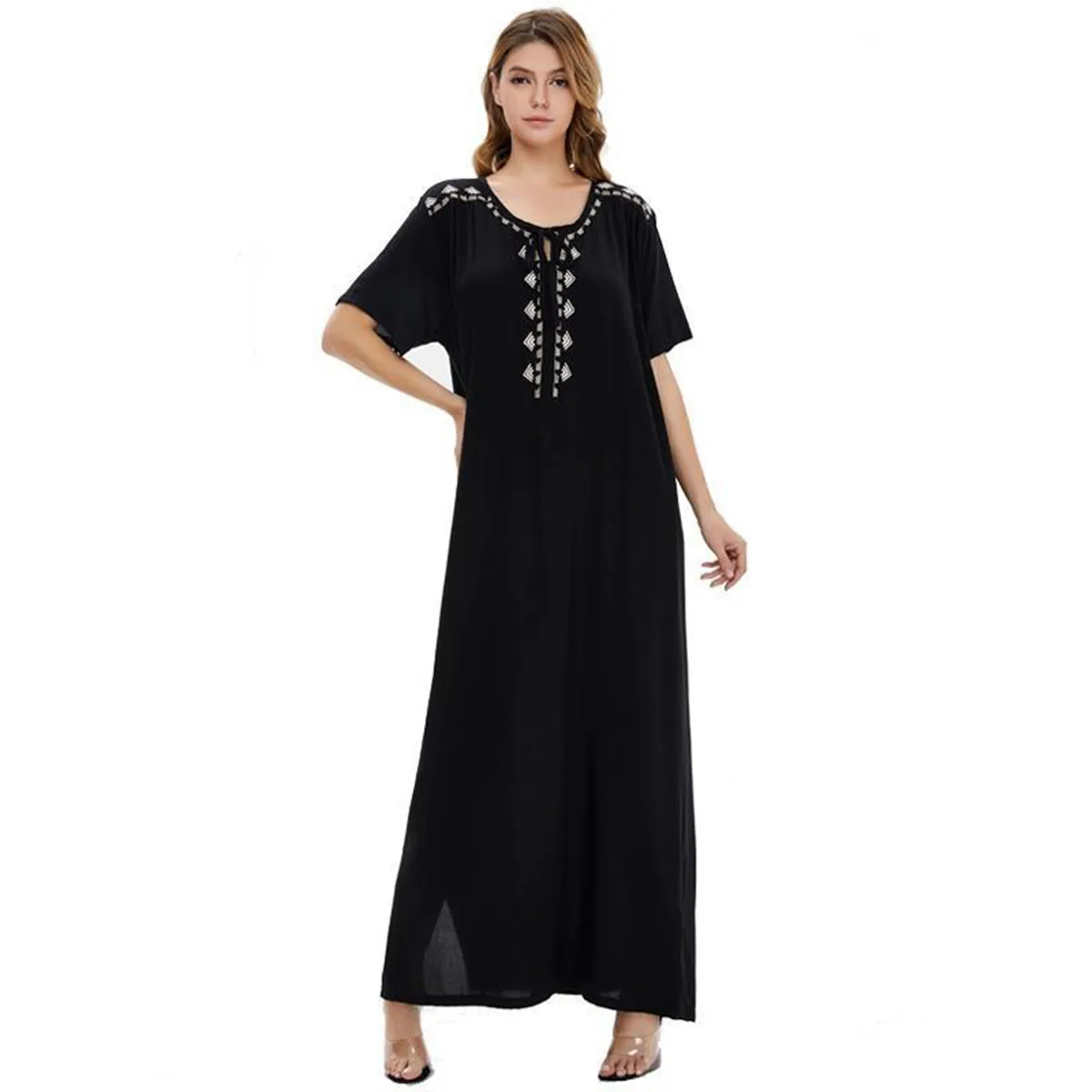 Женское длинное платье, простое свободное платье в мусульманском стиле, Средний Восток, Дубай, абайя, Саудовская Аравия, Африка, лето