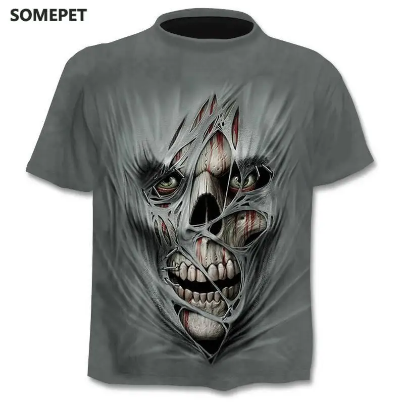

Drop Ship Summer New Skull T-Shirt Men And Women Hip Hop Funny Casual T-Shirt Short Sleeve O-Neck Top Fashion Harajukut-