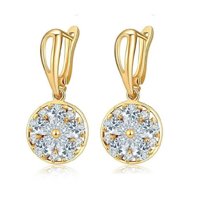 USPS Прямая поставка серьги капли золотого цвета для женщин с фианитом женские