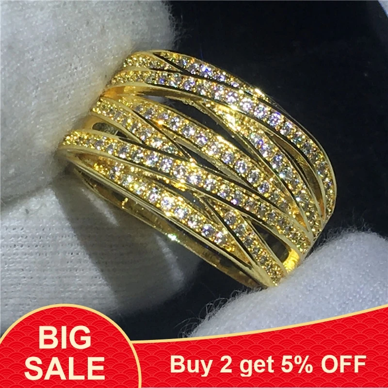 Трендовое кольцо с наполнителем из желтого золота крестиком AAAAA Циркон cz