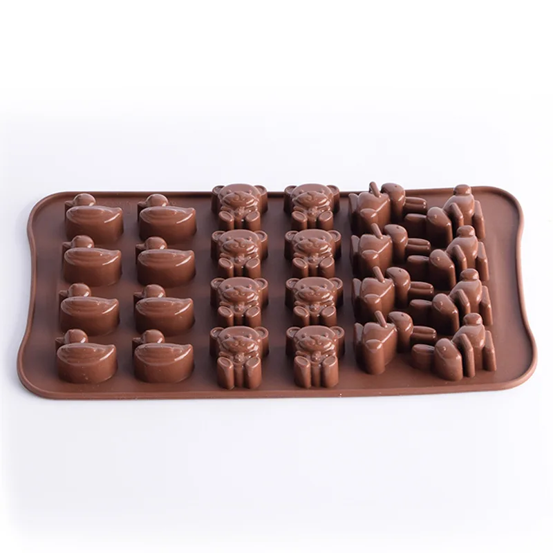 24 Сетки Кролик Утка медведь мультфильм животное шоколад литая силиконовая