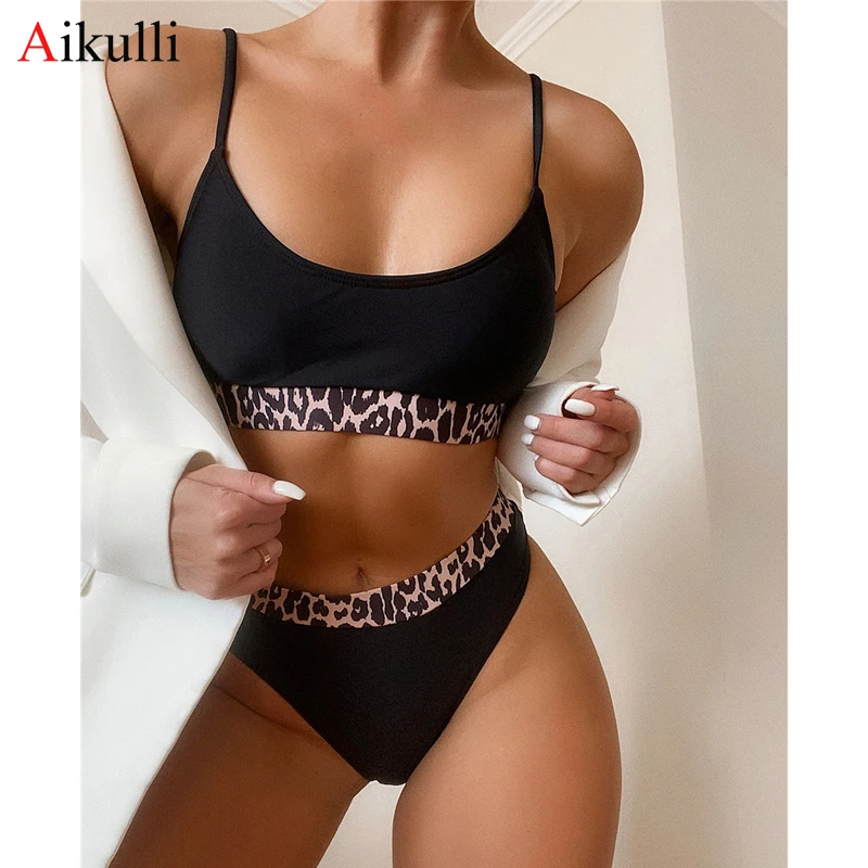 

2021 New Leopard Patchwork Bikinis Swimsuits Women Two-piece Bikini Sets Brazilian Swim Bathing Suits Summer Biquini Beachwear