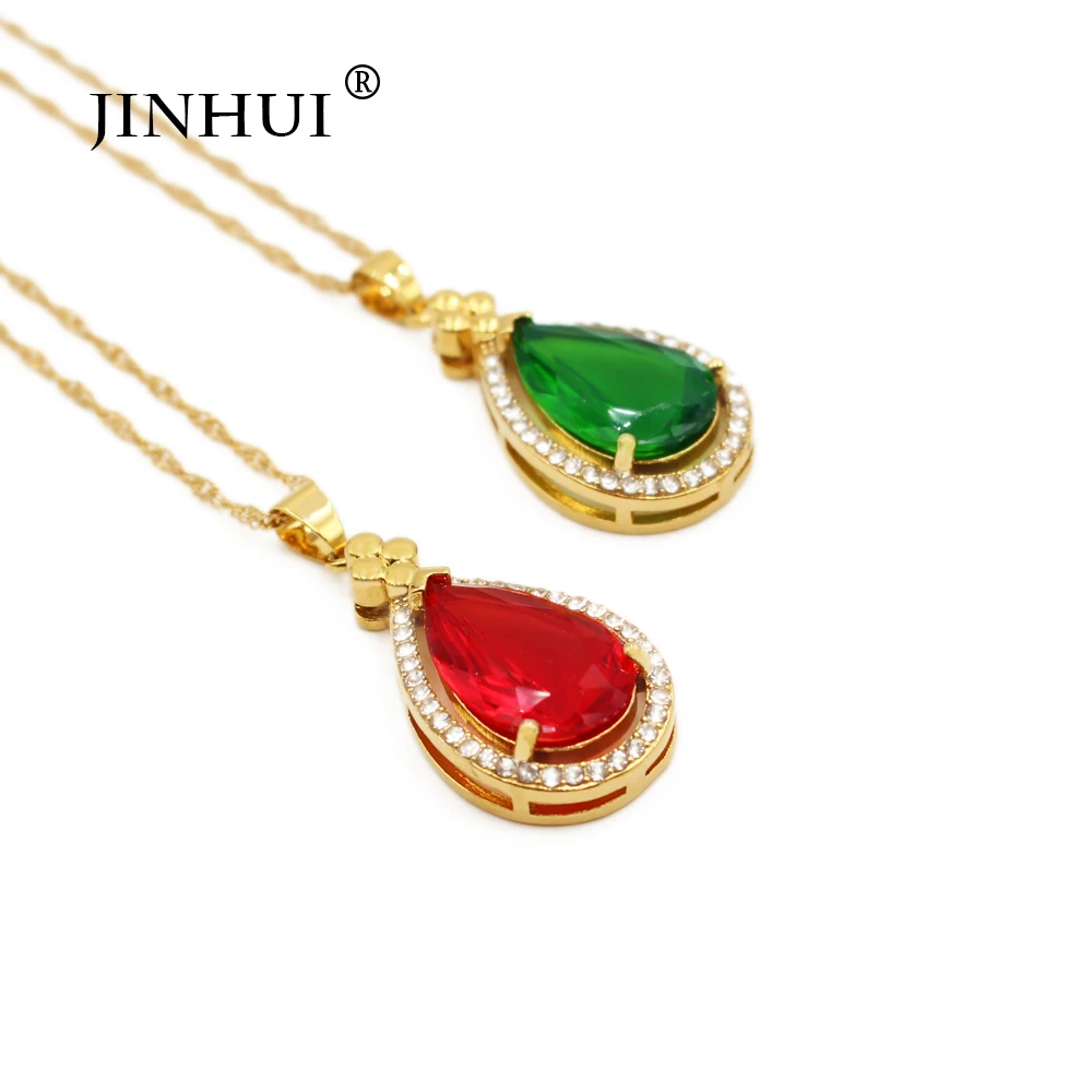 Дубай роскошное ювелирное изделие золотой цвет ожерелья капли воды зеленый