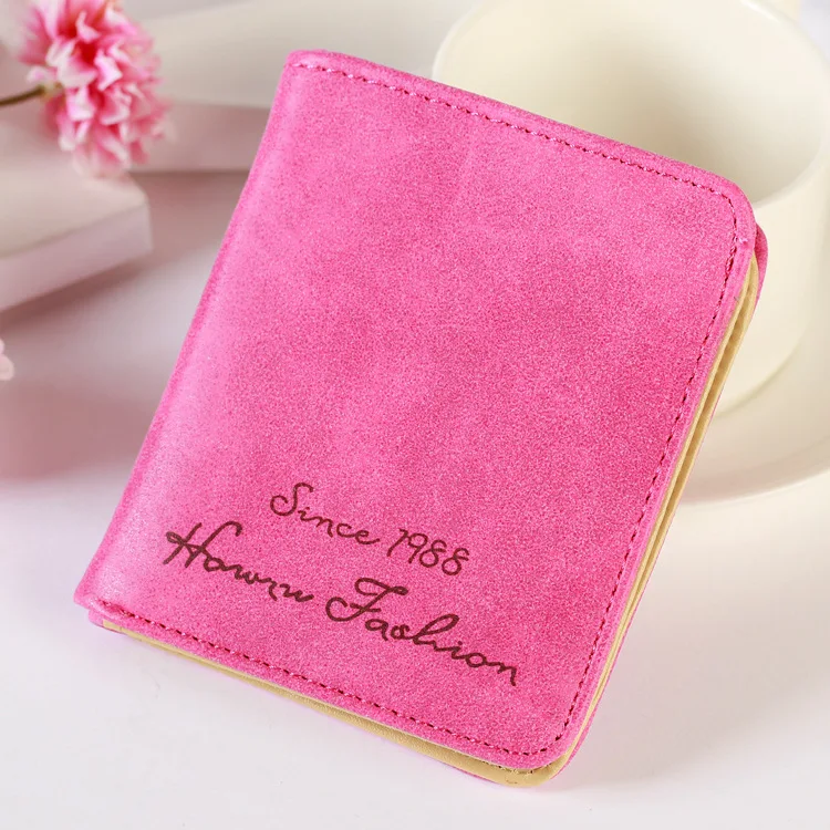 rose Red Милые женские Мини-кошельки и кошельки для карт, женские сумки, два складных тонких бумажника, портмоне для женщин, кожаные женские маленькие кошельки - Цвет: rose Red