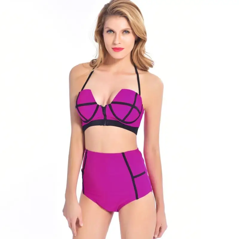 2019 New Nightclub Bar Female Singer DJ Fluorescent Sexy High Waist Bikini Suit Women'S Party Costume Swimsuit DL4354 |