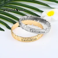 sophiaxuan hwaiian customized name bracelet fashion letter bangle bracelets polynesian plumeria flower bangles jewelry for women