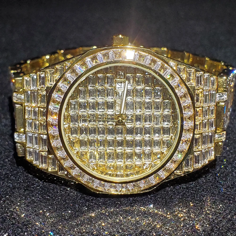 

Часы мужские кварцевые в стиле хип-хоп, с бриллиантами