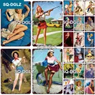SQ-DGLZ Pinup Girl металлическая табличка, винтажный стиль, Настенный декор для бара, паба, металлические поделки, ретро-постер вечерние, подарок на заказ