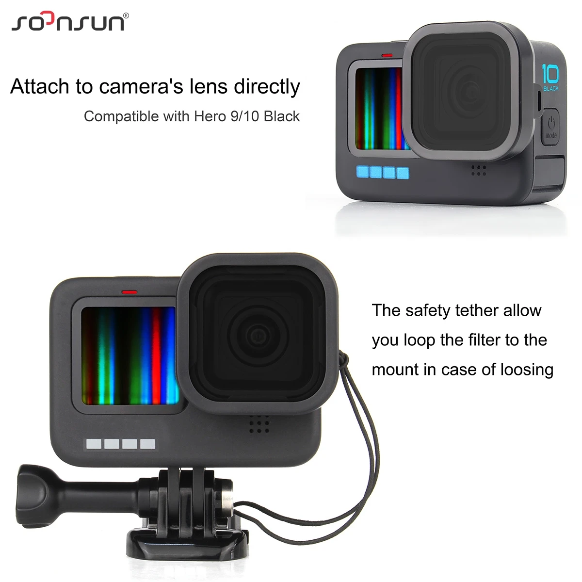 Фильтр SOONSUN CPL ND8 ND16 ND32 для GoPro Hero 10 9 черный красный цветной фильтр комплект Go Pro Nd
