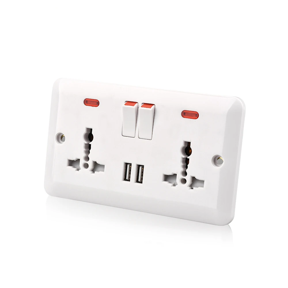 Розетка настенная Универсальная со светодиодным индикатором, 2,1 А