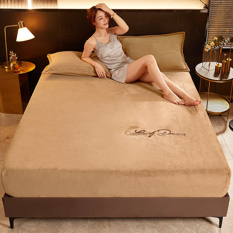 Новинка 1 шт. зимняя натяжная простыня теплый однотонный флисовый чехол на матрас