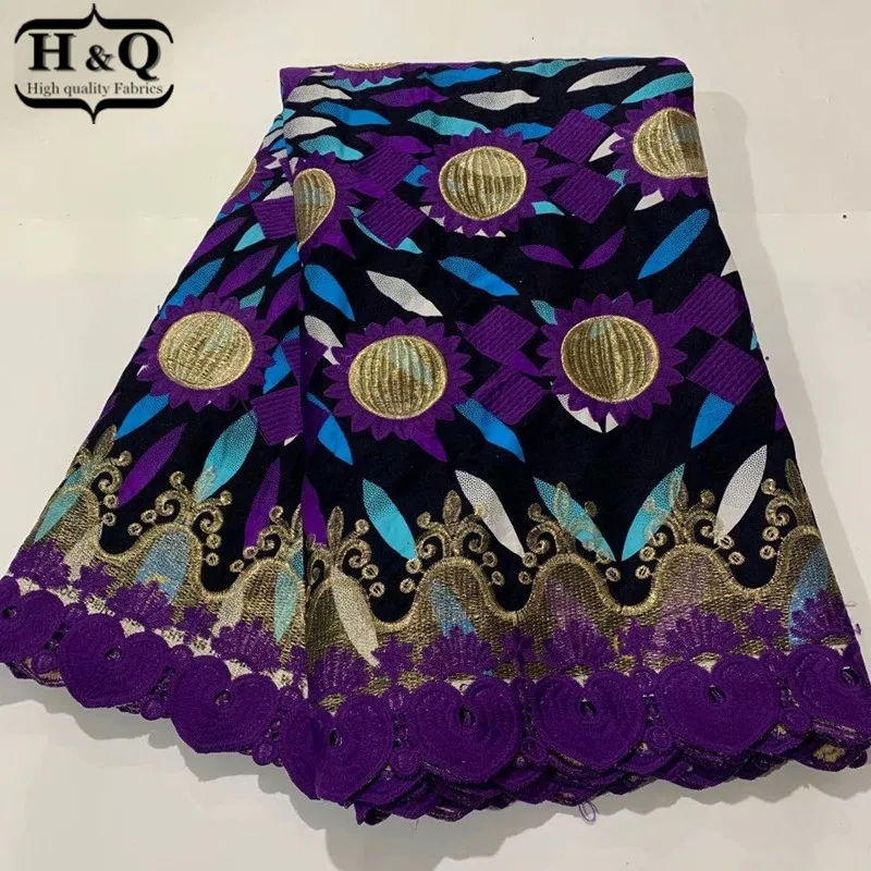 

H&Q popular nigerian water soluble lace high quality wax fabric 100% cotton embroidery 6 yards/pcs african batik lace fabric H71
