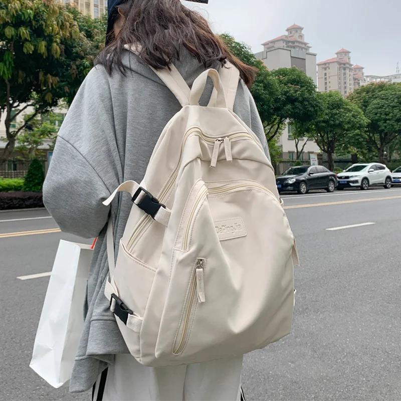 

Вместительный однотонный школьный ранец для студентов колледжа, женский рюкзак, летняя простая и универсальная сумка для старших классов