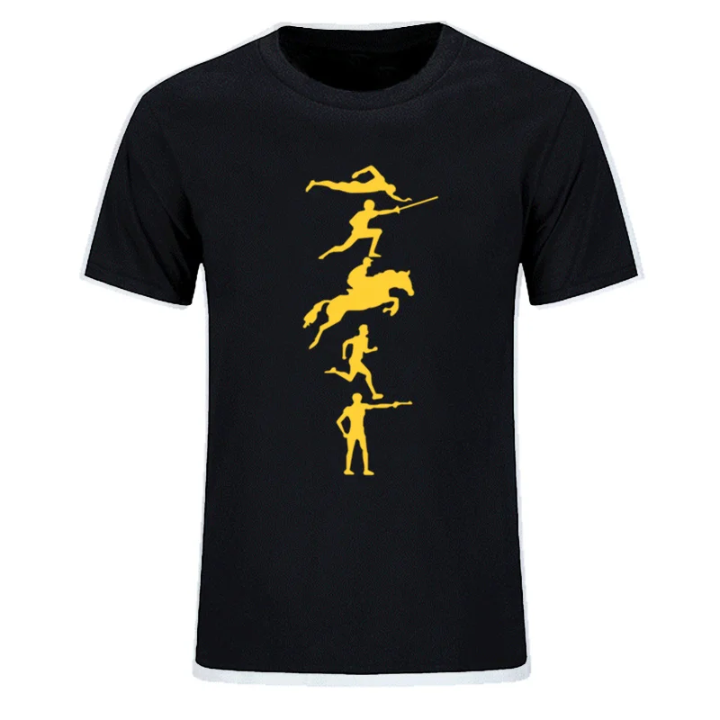 

Футболка мужская с коротким рукавом и круглым вырезом, хлопок, Модная Современная смешная рубашка для Pentathlon, европейские размеры, лето