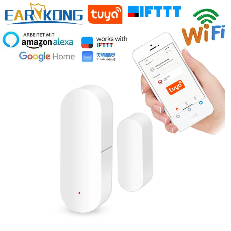 Tuya умный WiFi датчик для двери открытые/Закрытые детекторы Совместимость с Alexa Google Home IFTTT Tuya APP