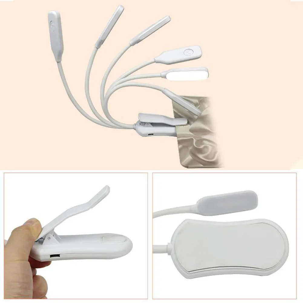 

7LED Book Lamp Eye Care Night For Bed Touch Switch 360 Degree Flexible Mini Clip On Desk 3-Level Brightness Reading Light ABS