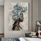 Абстрактная фигурка Африканская женщина платок масляная живопись на холсте настенный плакат печать настенные картины для домашнего декора настенная роспись