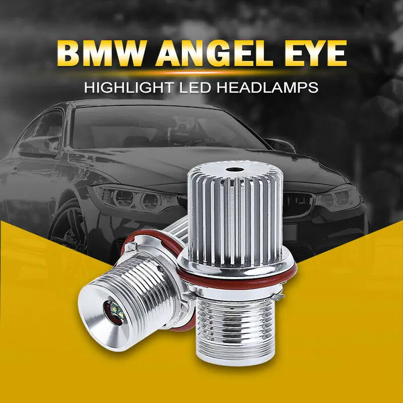 Противоударные ангельские глазные лампы 12 Вт LED для BMW E39 E60 E63 E65 E83 X3 AA алюминий 1000LM