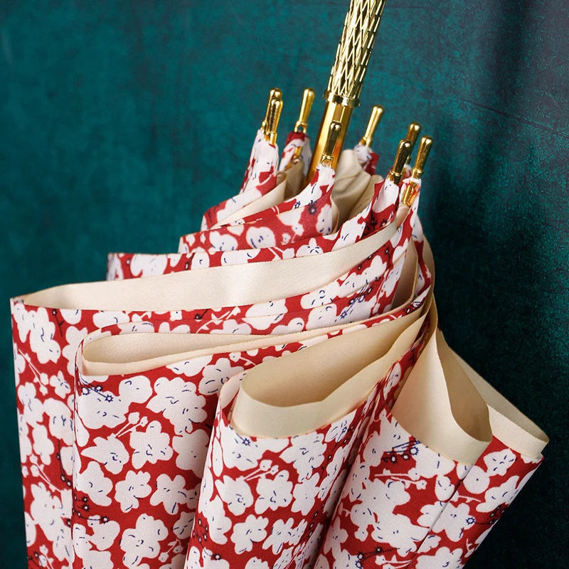 Economici Ombrello Rosso Fiore Retrò Donna Lusso Antivento Manico Lungo Ombrello Grande Uv Creativo Blu Accessori Per La Vita EI50YS