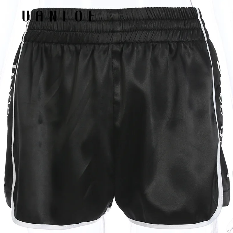 

Женские шорты с высокой талией Satain, повседневные свободные шорты с буквенным принтом, летние сексуальные шорты с эластичной резинкой на тал...