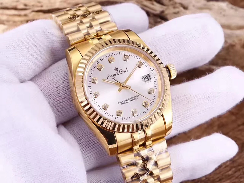 Роскошные брендовые новые мужские часы Datejust, нержавеющая сталь, Черное золото, ETA 2813, автоматические механические сапфировое стекло, водонепроницаемые - Цвет: Gold White