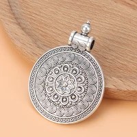 20pcslot silver color bohemia spiral flower round charms pendants for necklace jewelry making accessories