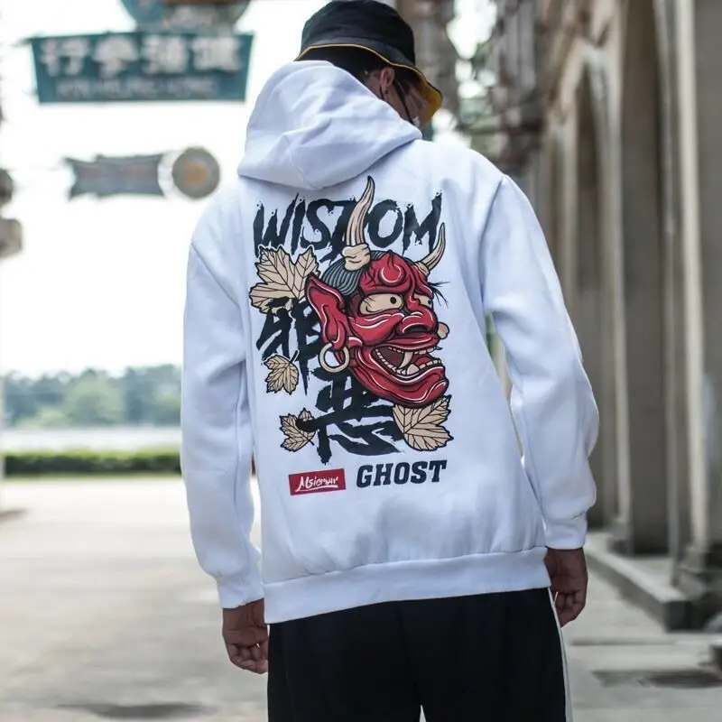 

European and American style devil totem print hoodie men's long-sleeved men's autumn and winter Korean trend loose t-shirt