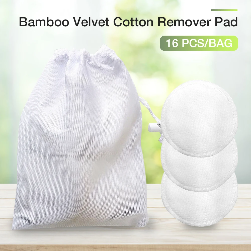 

16Pcs Reusable Cotton Pads Makeup Remover Pads Washable Round Bamboo Make Up Pads Nursing Pads Skin Care Skin Cleaning Tool Nice