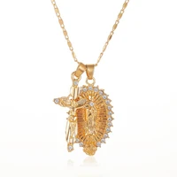 vintage jesus pendant women necklace luxury stainless steel gold rhinestone ladies exquisite chain high quality gift jewelry