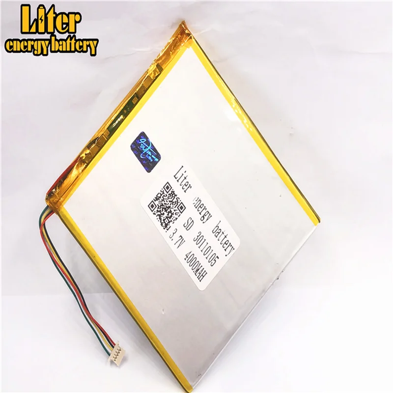 

1.0MM 5pin connector 30110105 3.7v 4000mah lipo battery in rechargeable Batteries with full capacity tablet pc
