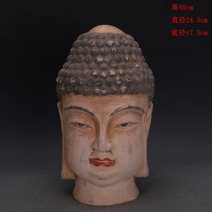 

Династия Тан (581-961) Трехцветная ручная скульптура фарфоровая голова Будды Коллекционная статуя Будды