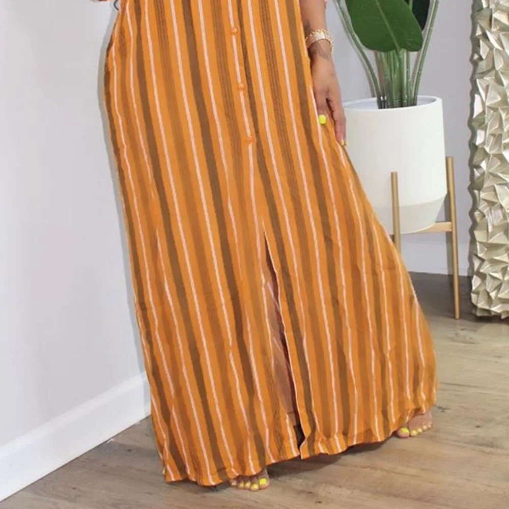 Женское Полосатое повседневное длинное платье 2020 с длинным рукавом осеннее