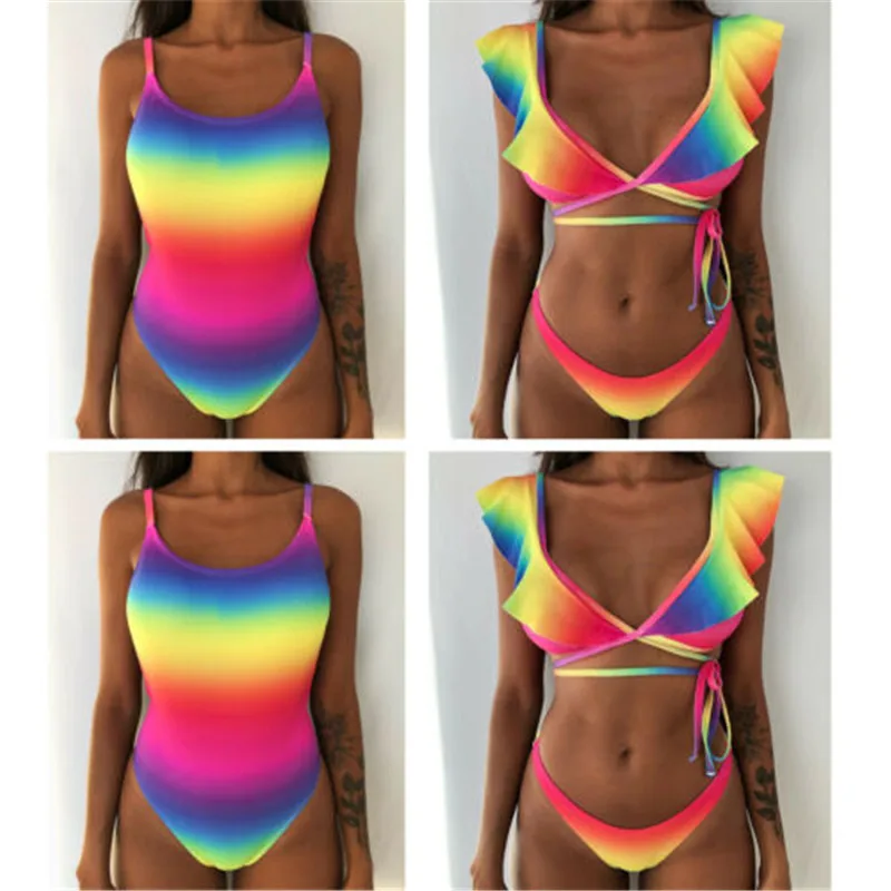 Женский комплект бикини с подкладкой бразильский монокини купальник купальный